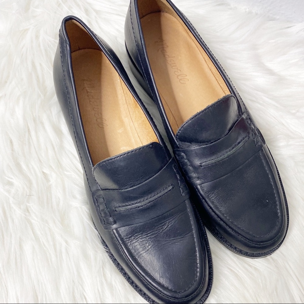 Madewell Black Leather Penny Loafers with Black Sole - Picture 2 of 8